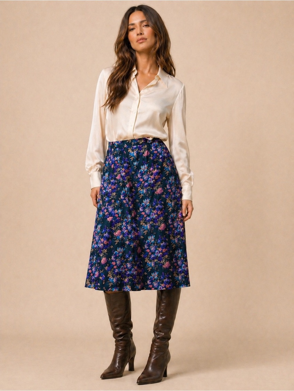 Brooks Brothers Vintage Wool Floral Skirt Size 14 Made In Usa